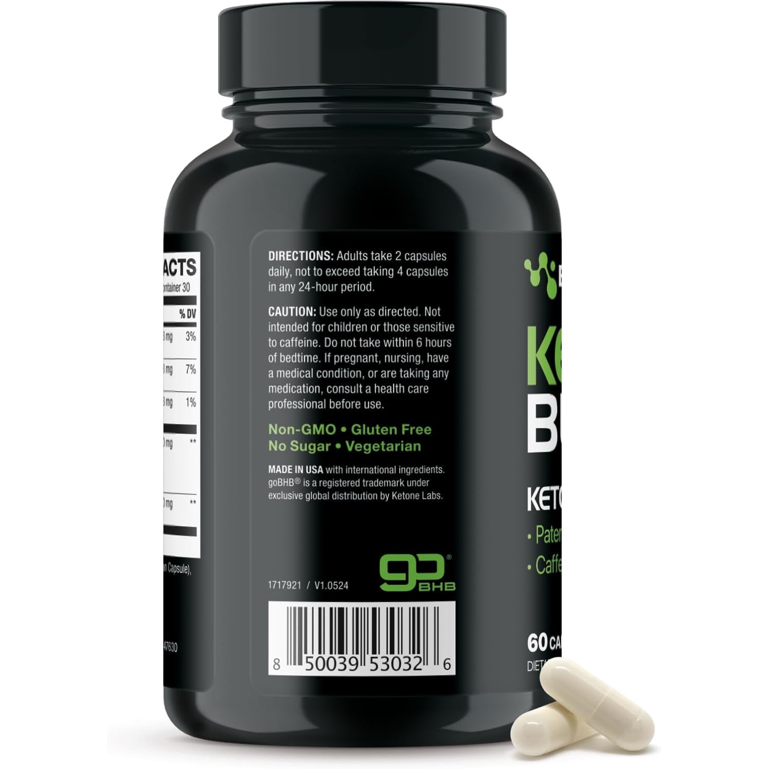 Keto BHB Exogenous Ketones Supplement - BHB Science Keto Diet Pills with Patented Gobhb and Caffeine for Natural Energy Focus Body Sculpting & Ketosis Support - Vegetarian & Non-Gmo (1 Month Supply)