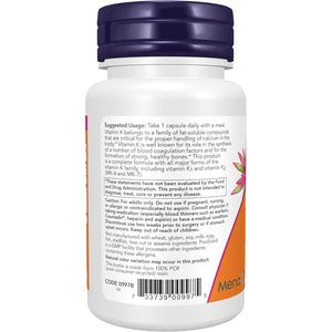 NOW Foods Supplements, MK-7 plus with K1 & MK-4, Supports Bone Health*, 90 Veg Capsules