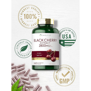Carlyle Black Cherry Extract Concentrate | 240 Capsules | Non-Gmo and Gluten Free Formula | Prunus Serotina Supplement