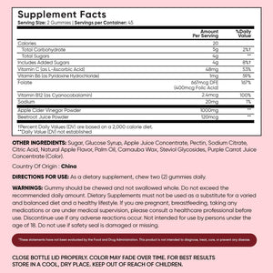 Weightworld Apple Cider Vinegar Gummies 1000Mg with the Mother + VIT C, B12-9-6, Beetroot | ACV Gummies - Digestion, Metabolism, Detox & Cleanse | Vegan Apple Cider Vinegar with Mother, 90 Count