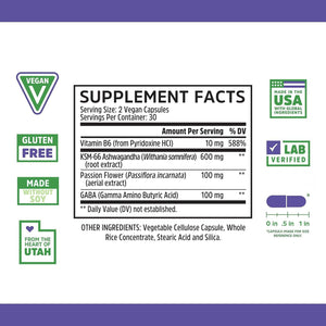Zhou Calm Now - Calm Supplement, Calm Vitamins for Women & Men, Pills to Relax for Adults with GABA & Ashwagandha, Stress & Focus Support - 60 Veggie Capsules