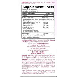 Nature’S Bounty Optimal Solutions Ultra Collagen Booster for Healthy-Aging Supplement, Resveratrol, Hyaluronic Acid – Collagen Capsules for Women, 48 Capsules