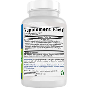 Best Naturals Probiotic 10 Strains & 30 Billion CFU Intestinal Flora, 120 Veggie Capsules - Shelf Stable Probiotic (4146365)