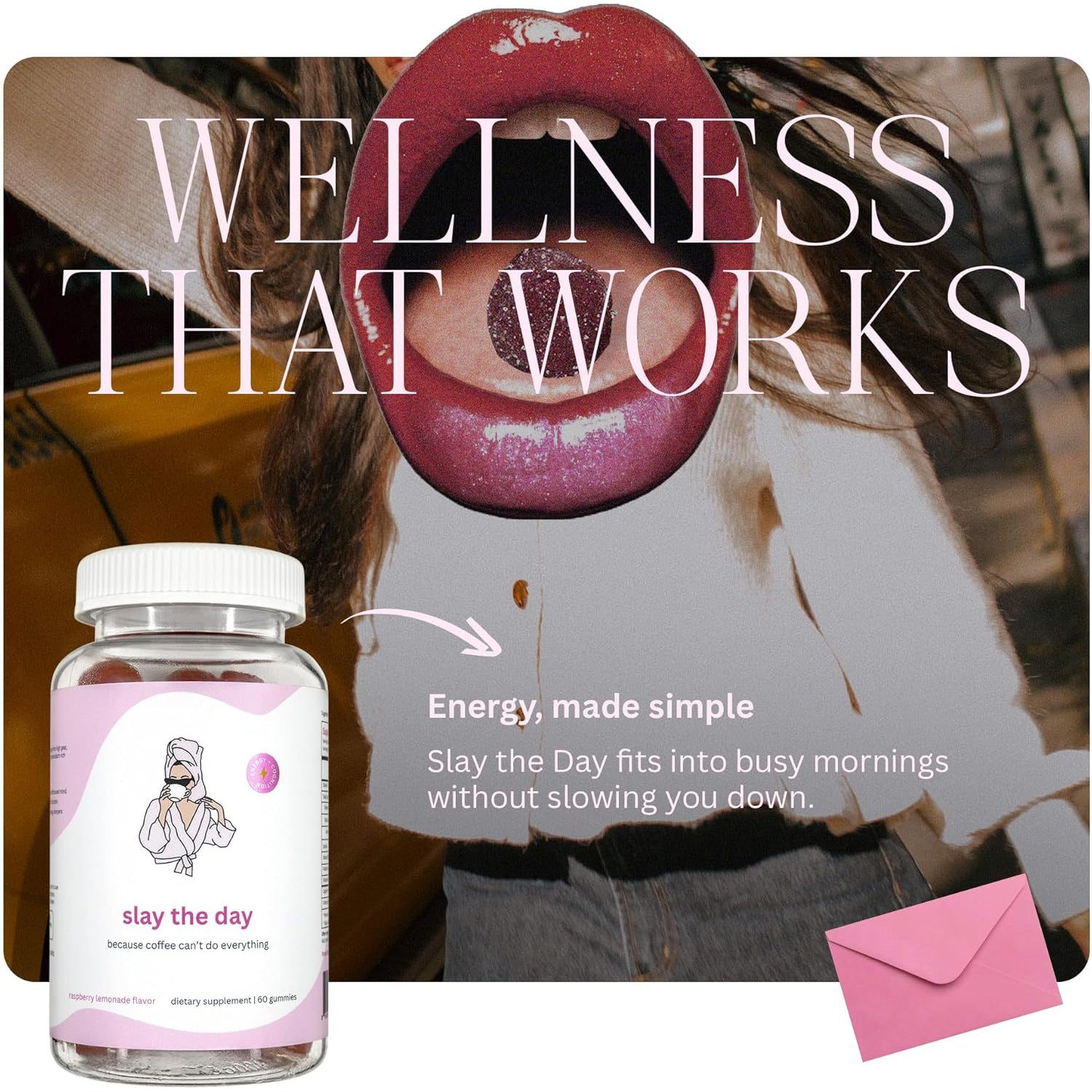 Balancing Act – Slay the Day Energy Gummies – Caffeine Free Focus & Clean Energy Support – with Vitamin B12, Coq10 & Cognizin® Citicoline – Raspberry Lemonade – 60 Count (30 Day Supply)