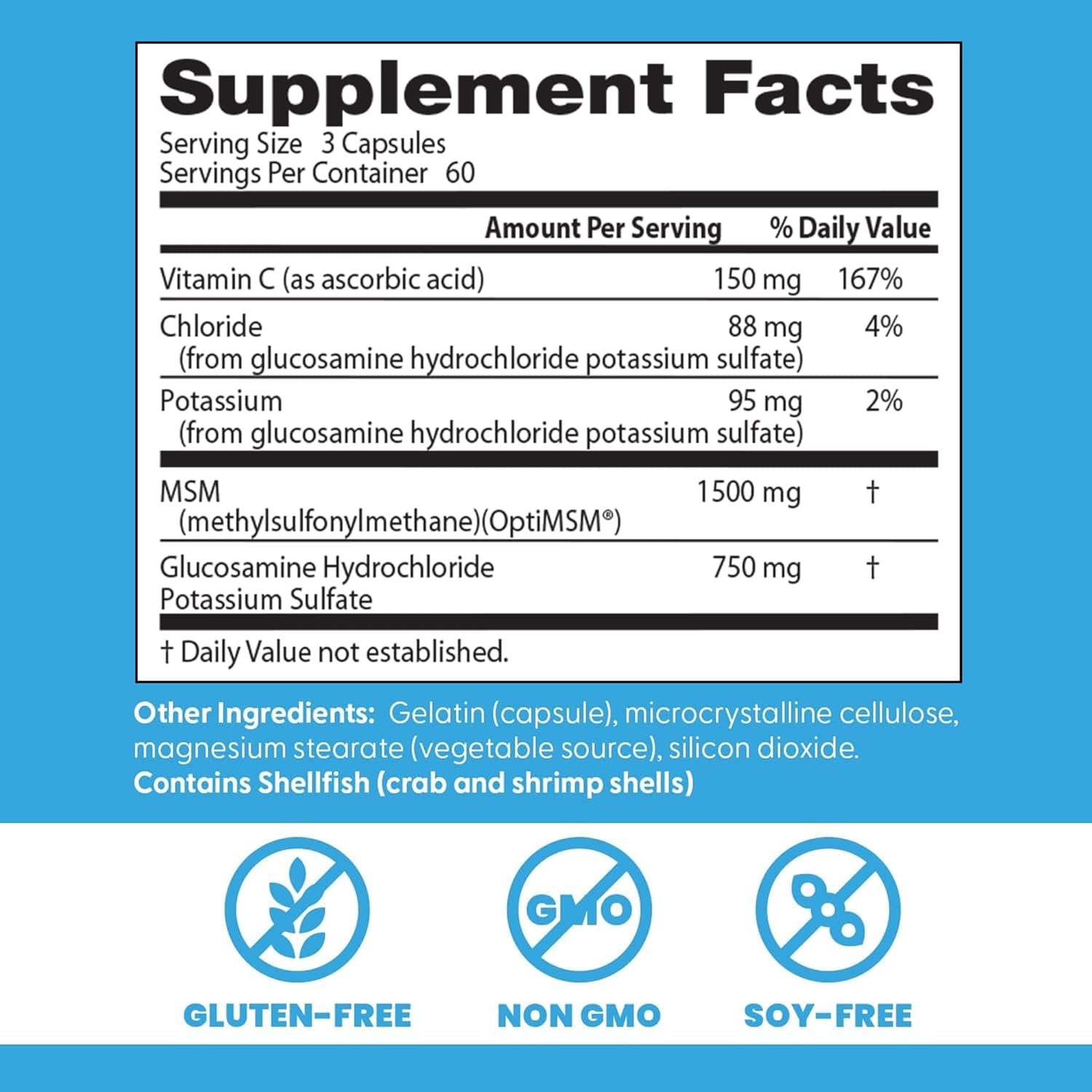 Doctor'S Best Synergistic Glucosamine with MSM Formula - Joint Health Support Supplement for Women & Men, Features Vitamin C, Potassium, & Chloride, Non-Gmo, Gluten Free, Soy Free - 180 Capsules