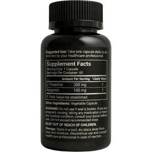 Apigenin 100Mg with L-Theanine 200Mg Supplement Capsules for Sleep Support, Relaxation, Clarity & Calm | Melatonin Free | 60 Vegan Capsules