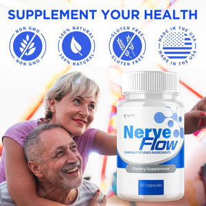 (3 Pack) Nerve Flow Capsules, Official Nerve Flow Pills Made with All Natural Ingredients, Maximum Strength Nerveflow Sciatic Support Supplement with Advanced Vitamins for Women & Men (180 Capsules)