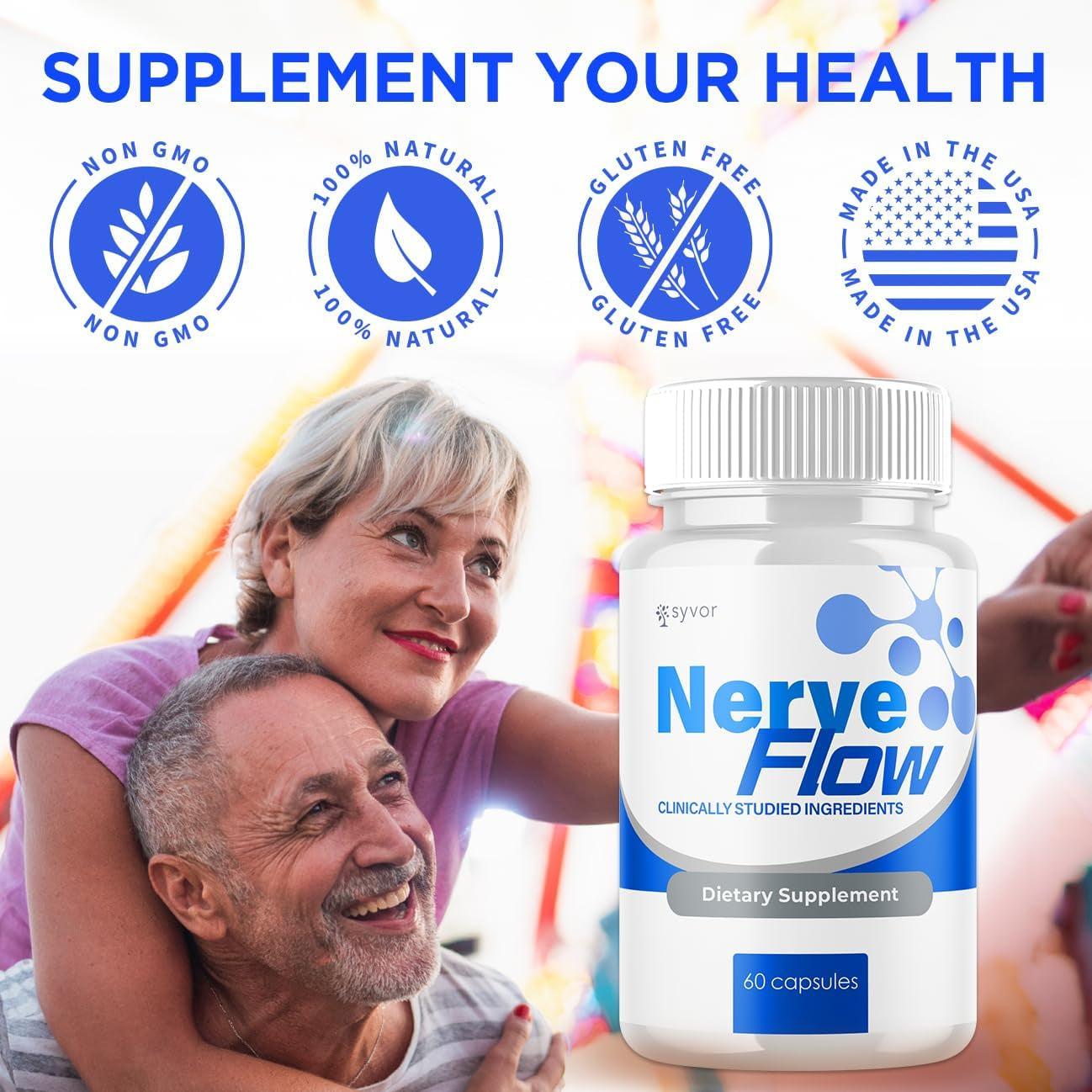 (2 Pack) Nerve Flow Capsules, Official Nerve Flow Pills Made with All Natural Ingredients, Maximum Strength Nerveflow Sciatic Support Supplement with Advanced Vitamins for Women & Men (120 Capsules)