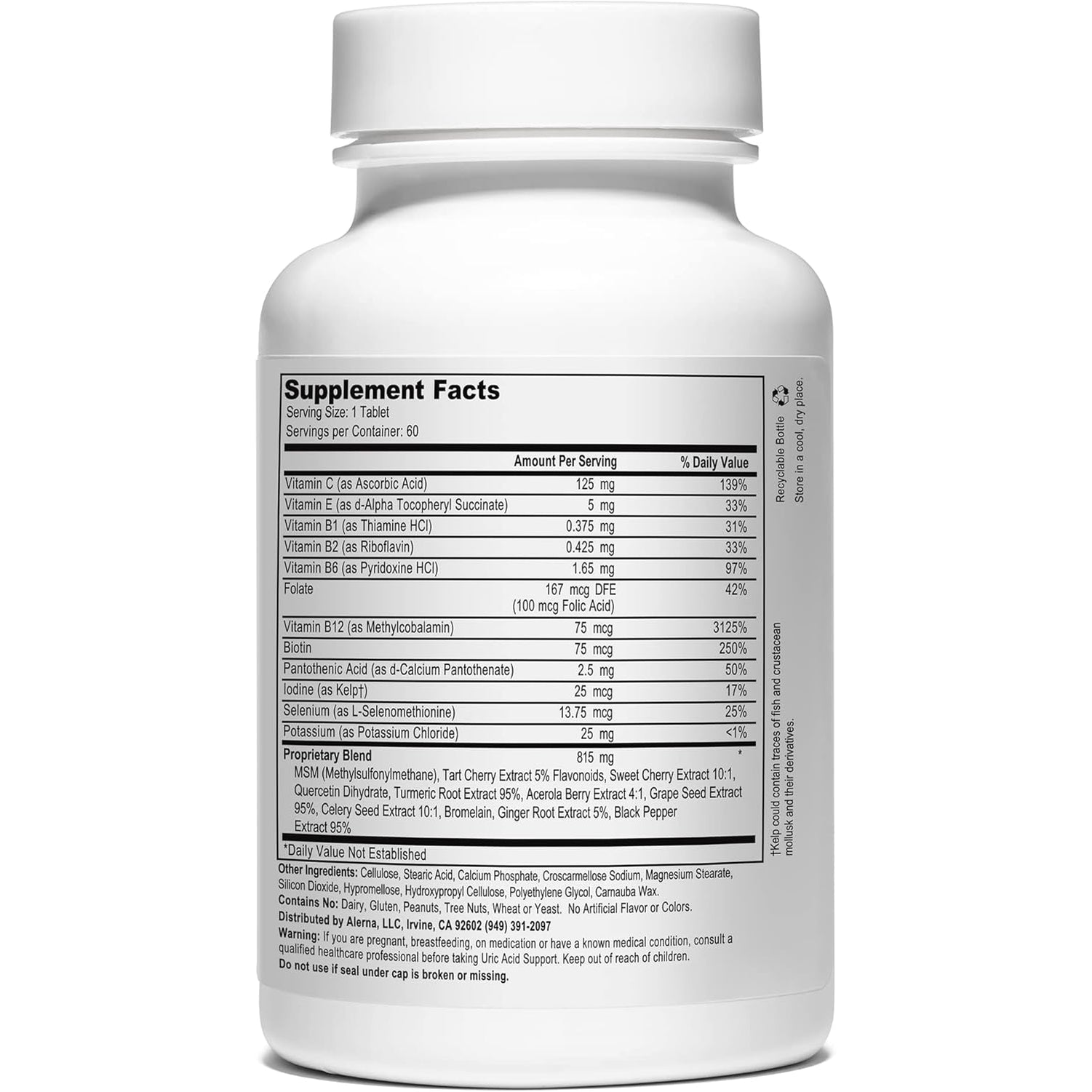 Uric Acid Support Dietary Supplement – Tart Cherry, Celery Extract, Turmeric & Quercetin – Joint Comfort Supplement with Antioxidant Support – 60 Vegetarian Tablets