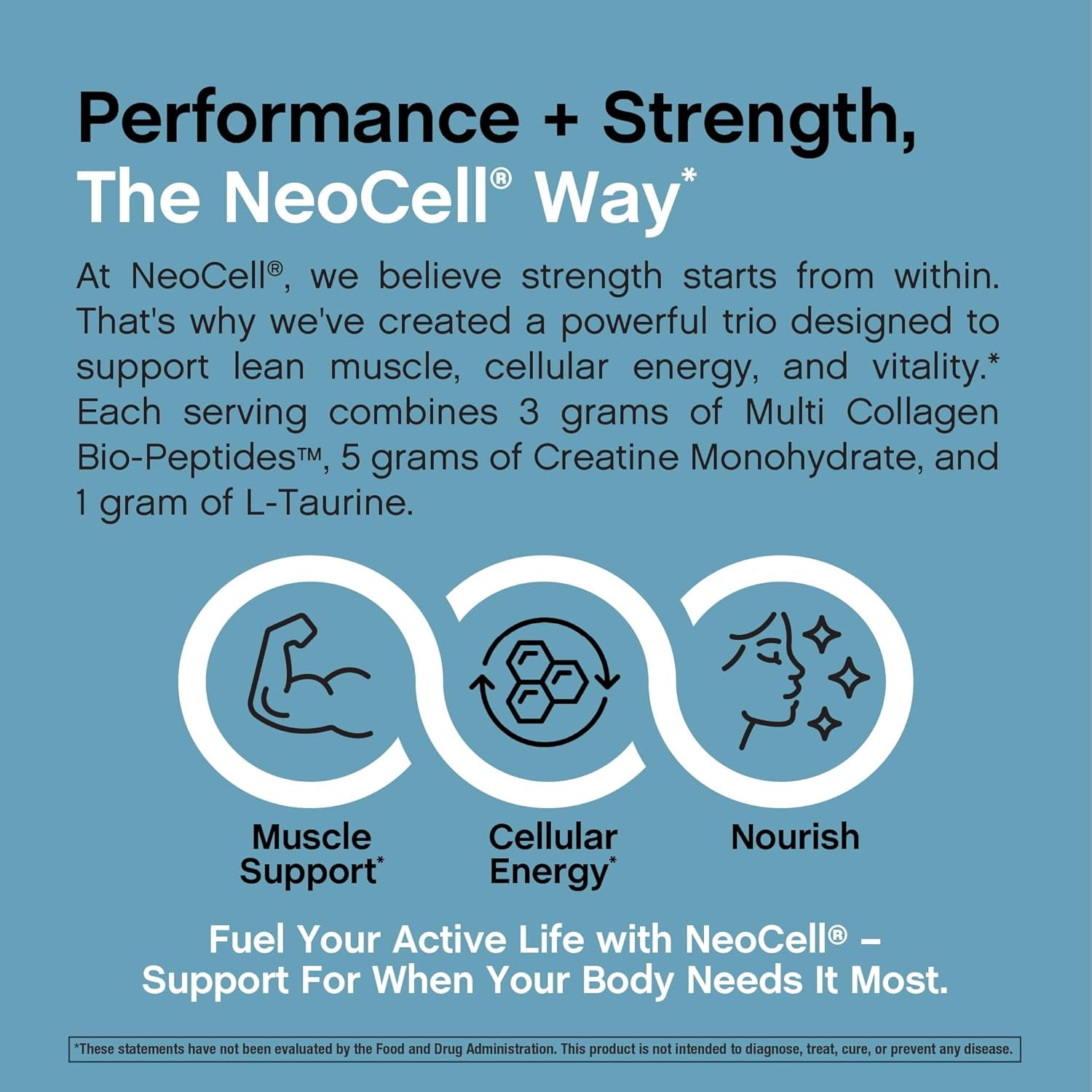 Neocell Creatine Monohydrate Powder | 30 Servings | with Multi Collagen Peptides | Unflavored | for Women and Men