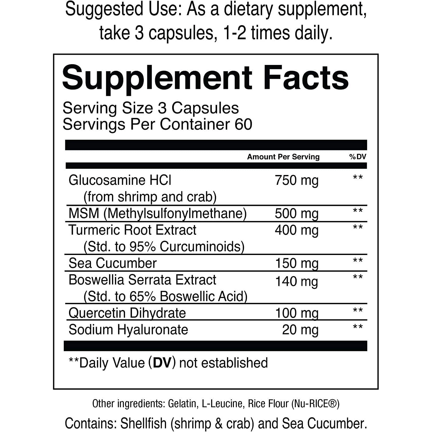 Jocko Fuel Joint Support Supplement - Glucosamine MSM for Joint Pain, Mobility, & Flexibility W/Turmeric & Boswellia (180 Capsules)
