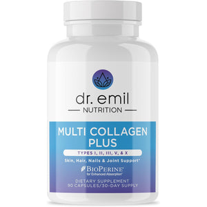 Dr. Emil Nutrition Multi Collagen - Hydrolyzed Collagen Supplement - Types I, II, III, V & X - Hair, Skin, Nails & Joint Support - Non-Gmo & Gluten-Free - 90 Capsules