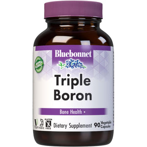 Bluebonnet Triple Boron 3 Mg Trace Mineral Bone Support - Boron Supplement for Men & Women with Citrate Aspartate & Glycinate - Vegan, Non-Gmo - 90 Vegetarian Capsules, 90 Day Supply