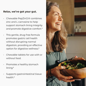 Endur Pepzingi ZINC-CARNOSINE Chewables, Digestive Supplement, Gentle & Effective Formula for Digestive Wellness, Gluten Free, 75Mg (60 Tablets)