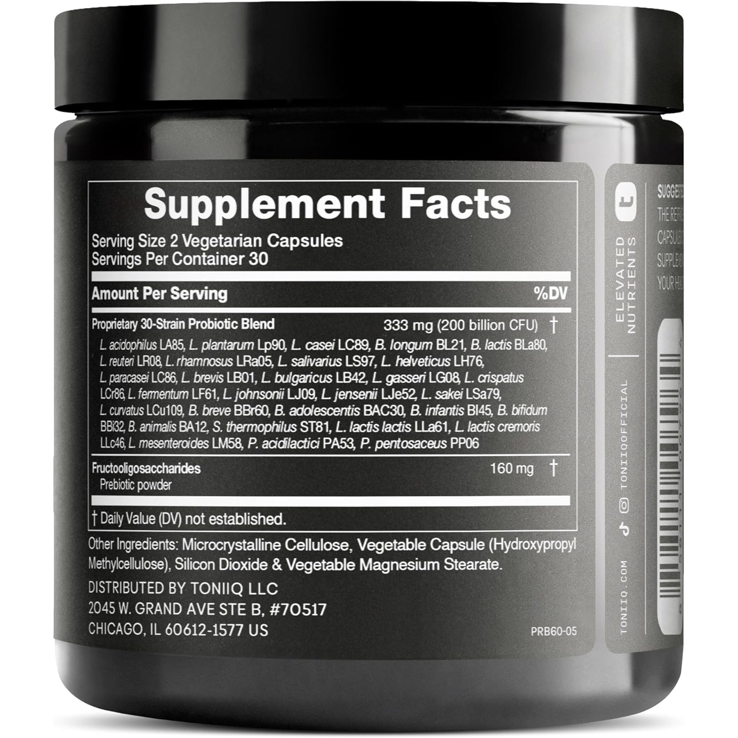 Toniiq 200 Billion CFU Probiotic Supplement 30 Verified Third-Party Tested Strains - Fully Shelf-Stable Probiotics Formula with Prebiotic Blend - Extended Release Capsules