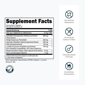 Transparent Labs Vitality Testosterone Booster - Testosterone Supplement for Men with Ashwagandha KSM-66, Primavie Shilajit Extract, & DIM to Support Vitality, & Bioavailable Testosterone - 60 Count