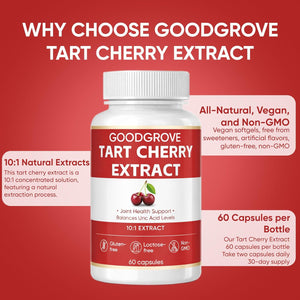 Good Grove Tart Cherry Extract, Tart Cherry, Supports Joint Comfort | Daily Wellness, Vegan Non-Gmo, 60 Capsules