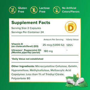 Ibgard with Vitamin D, Peppermint Oil Capsules, Supports Immune and GI Health, 48 Capsules (Amazon Exclusive)