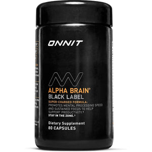 ONNIT Alpha Brain Black Label Capsules, IGEN Non-Gmo Tested Citicoline Brain Supplement for Concentration and Memory, Lion’S Mane, Lutemax Lutein, L Theanine and Mucuna Pruriens, 80 Count