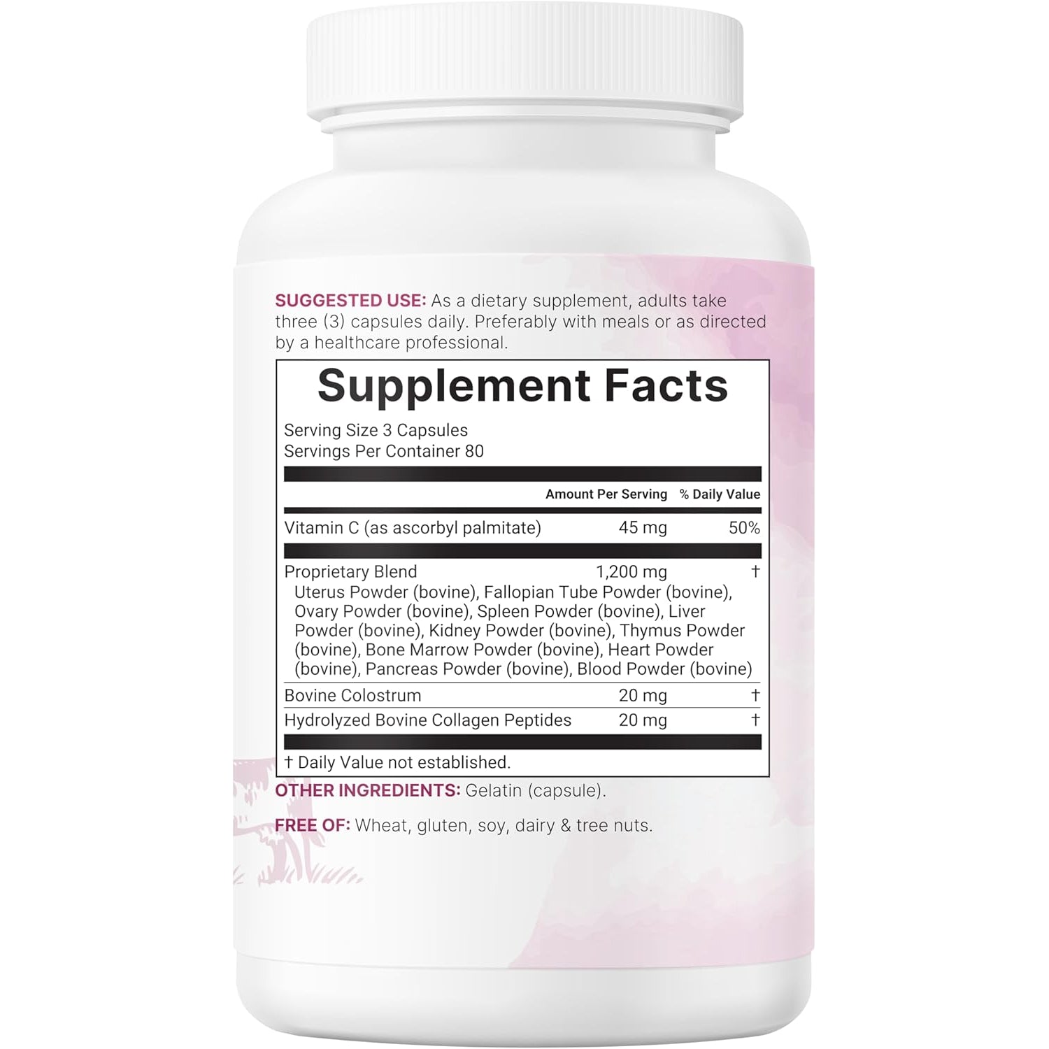 Micro Ingredients Grass‑Fed Beef Organ Supplement for Women – Bovine Beef Liver, Kidney, Heart & Uterus Tissue – 1,200 Mg Organ Blend plus Vitamin C, Colostrum & Collagen – 240 Capsules, No Fillers