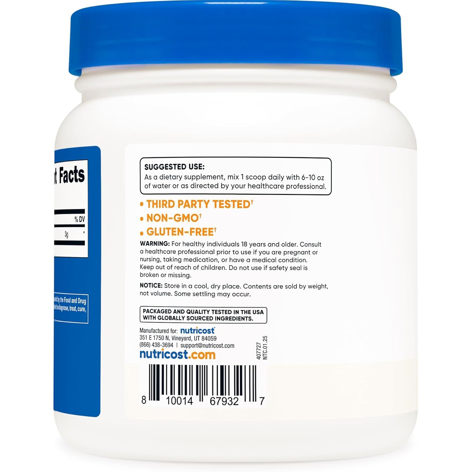 Nutricost Pure L-Citrulline (Base) Powder (600 Grams)