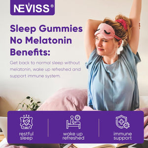 NEVISS Reishi Mushroom Sleep Gummies - Melatonin Free Sleep Gummies for Adult | Reishi, Saffron, Magnesium, GABA & Chamomile - Non-Habit Forming, Help for Deep Relaxation - Vegan, Berry Flavor, 1Pack