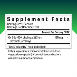 Seeking Health Ox Bile 125 - Digestive Enzyme & Gallbladder Support Supplement - Vegetarian Capsule with Digestive Enzymes - 120 Capsules