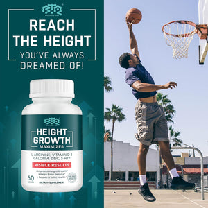 BIOTEQUELAB Height Growth Maximizer, Calcium, Vitamin D3 and Zinc Blend Pills, Bone Growth Supplement for Kids and Teens, Bone Strength, Density Support, Gmo-Free, Gluten-Free, Made in USA, 60 Caps