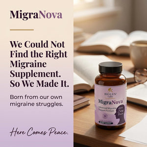 Migranova - Migraine Relief & Daily Prevention for Migraine Sufferers — Magnesium & Riboflavin B2 + Neurocalm Blend with Feverfew, Coq10, L-Theanine & Ginger, Vegan, Non-Gmo, USA Made, 60 Capsules