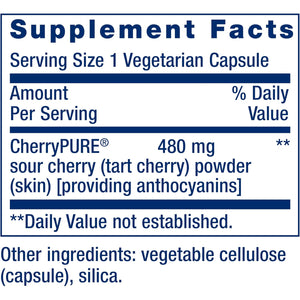 Life Extension Tart Cherry with Cherrypure®, Anthocyanins, Oxidative Stress, Muscle Recovery, Exercise Support, Muscle Comfort, Vegetarian, Gluten-Free, Non-Gmo, 60 Capsules