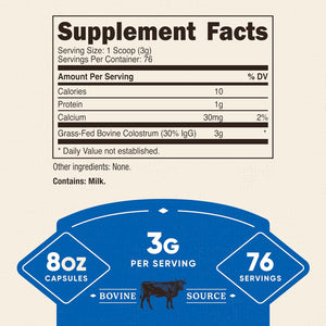 Nutricost Colostrum Powder 8 Oz, Lactoferrin and Minimum 30% Immunoglobulins (Igg), from Bovine Colostrum, 3G per Serving, 76 Servings