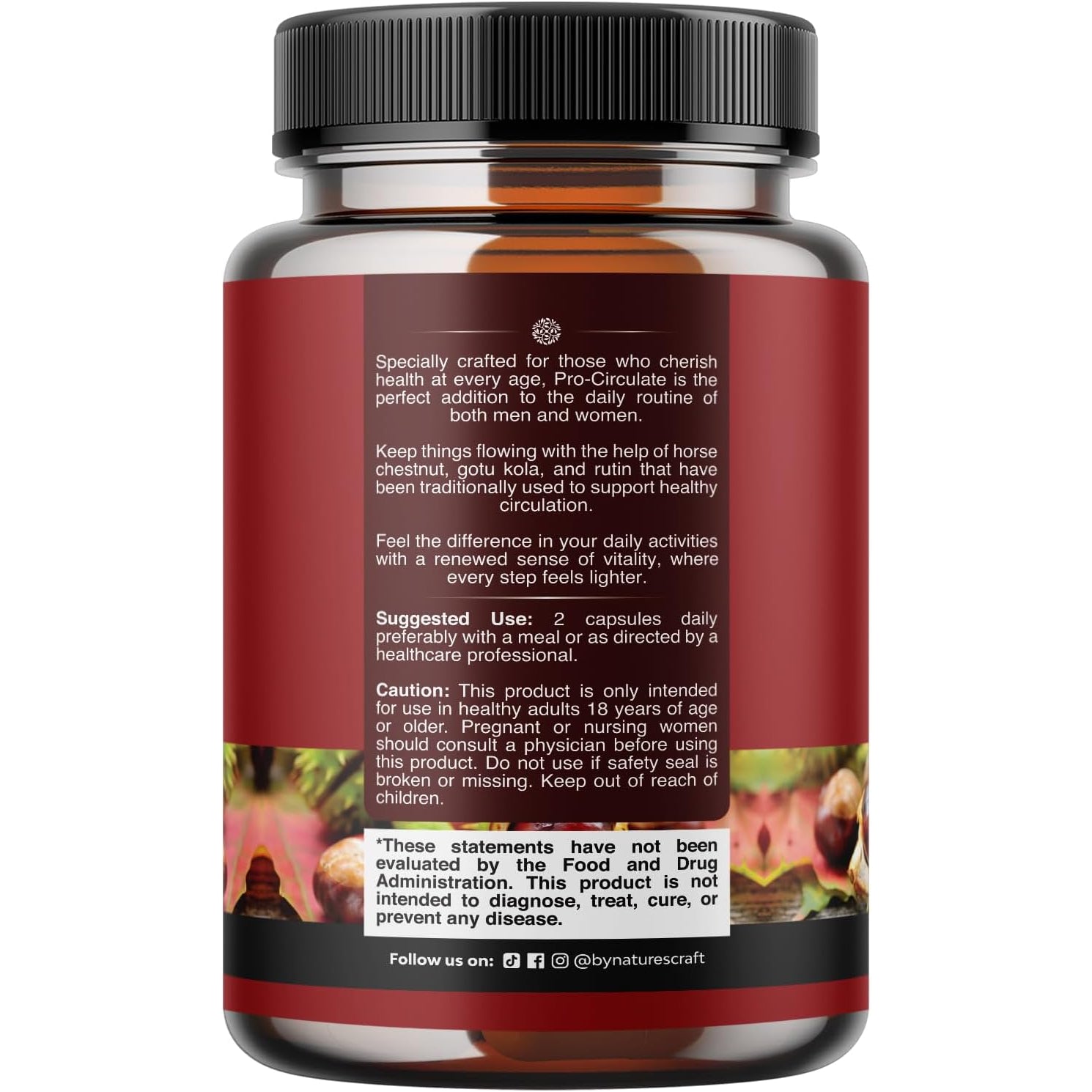 Natures Craft Vein Support Supplement for Leg and Veins - Full Body Supplement for Spider & Varicose Veins and Improved Flow with Horse Chestnut Extract - Vegan Non-Gmo Capsules - 60 Count