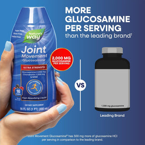 Nature'S Way Ultra-Strength Joint Movement Glucosamine Liquid, Glucosamine, Chondroitin, MSM with Vitamin D3 & Hyaluronic Acid, Fast-Absorbing Liquid, Joint Support Supplement*, Berry Flavored, 16 Oz