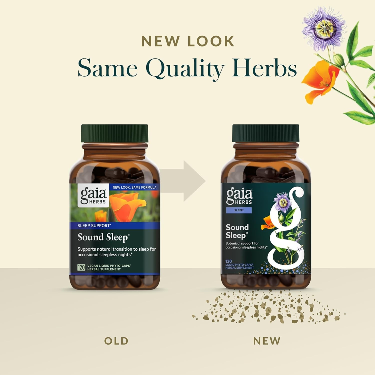 Gaia Herbs Sound Sleep - Sleep Support Supplement - Herbal, Plant-Powered Support for Calm & Relaxation* - Valerian Root, Passionflower & More - 120 Vegan Liquid Phyto-Capsules (40 Servings)
