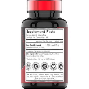 Beet Root Capsules 1500 Mg - 100 Capsules | Beet Root Powder Extract Capsules | Non-Gmo & Gluten-Free | Produced in the USA | Tnvitamins