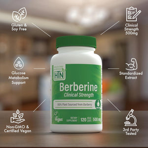 Health Thru Nutrition Berberine Hcl 500Mg 120 Servings | Clinical Strength Supplement | Certified Vegan | Non-Gmo | Soy Free | 3Rd Party Tested