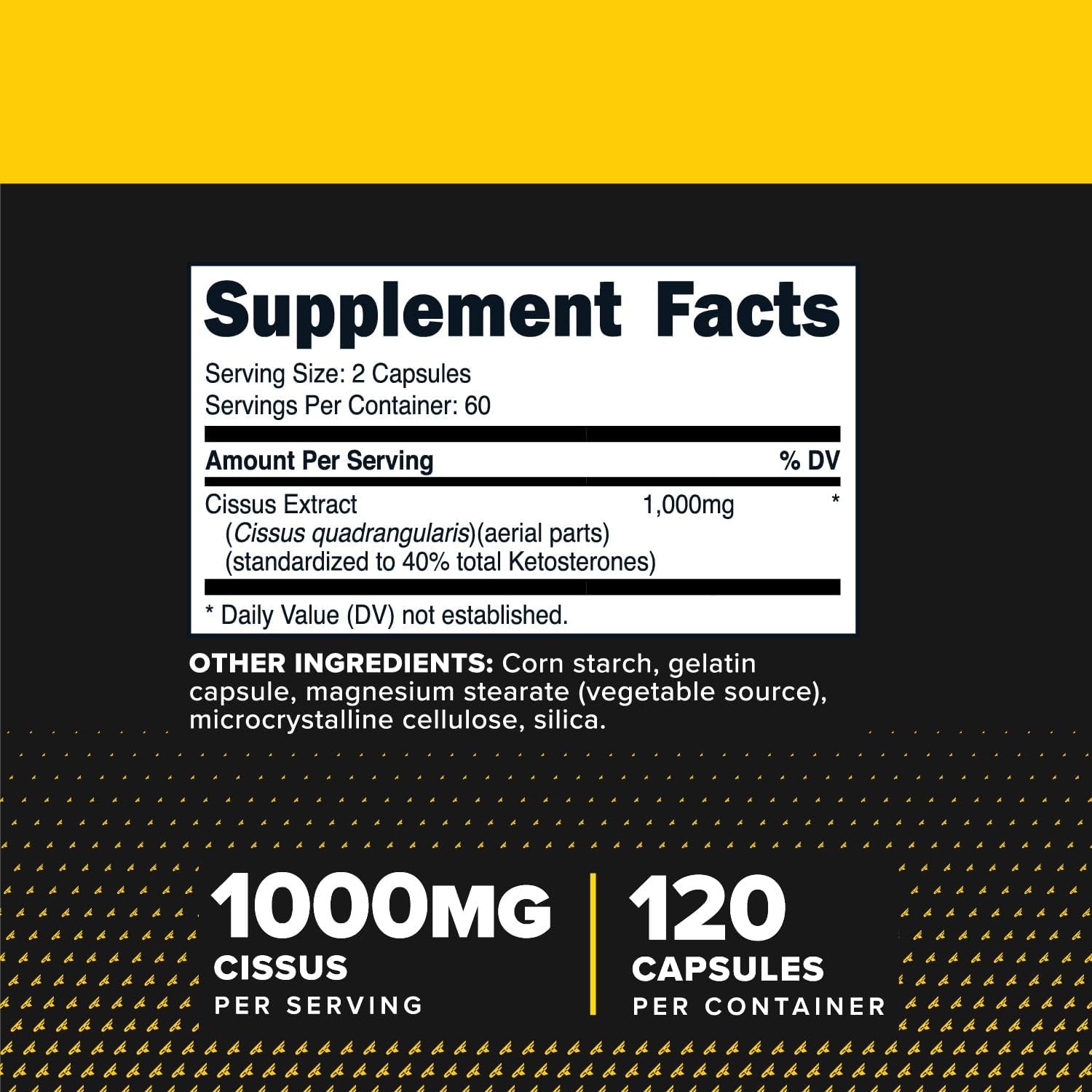 Primaforce Cissus Quadrangularis Extract, 120 Capsules, 1000Mg per Serving - Gluten Free, Non-Gmo