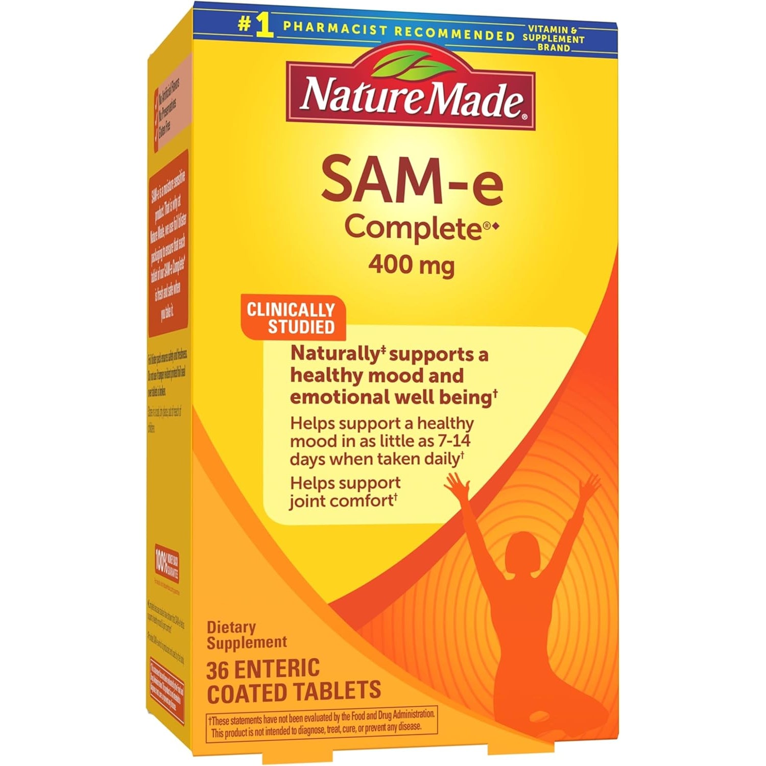 Nature Made Sam-E Complete 400 Mg, Sam-E Supplement for Mood Support, Dietary Supplement, 36 Tablets, 36 Day Supply