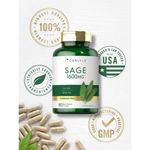 Carlyle Sage Supplement | 180 Capsules | High Potency | Non-Gmo, Gluten Free