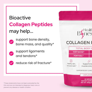FORTIBONE® Premium Bone Health Collagen Peptides W/Fortigel®, VERISOL®, TENDOFORTE® | Clinically-Supported for Bones Joints Skin Hair Nails | Hydrolyzed Collagen Anti-Aging Formula | 30 Servings