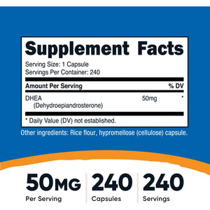Nutricost DHEA 50Mg, 240 Capsules - Gluten Free, Soy Free, Non-Gmo, Supplement