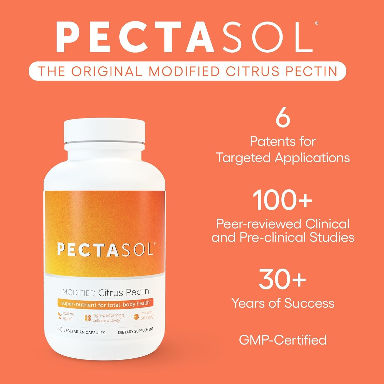 Pectasol Modified Citrus Pectin – 270 Capsules – Total-Body Health Supplement to Support the Heart, Immune System, Inflammation Response & Healthy Aging + Maintain Healthy Galectin-3 Levels