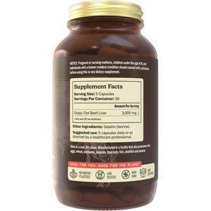 MK Supplements Grass Fed Beef Liver Supplement, Supports Energy Production, Detoxification, Digestion, Immunity and Full Body Wellness, Non-Gmo, Freeze Dried, 30 Servings (3,000 Mg Each)