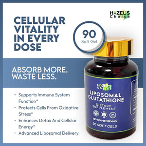 HAZEL'S Choice Liposomal Glutathione 500Mg | 90 Soft Gels | Non-Gmo, Lactose-Free | Soft Gel Format