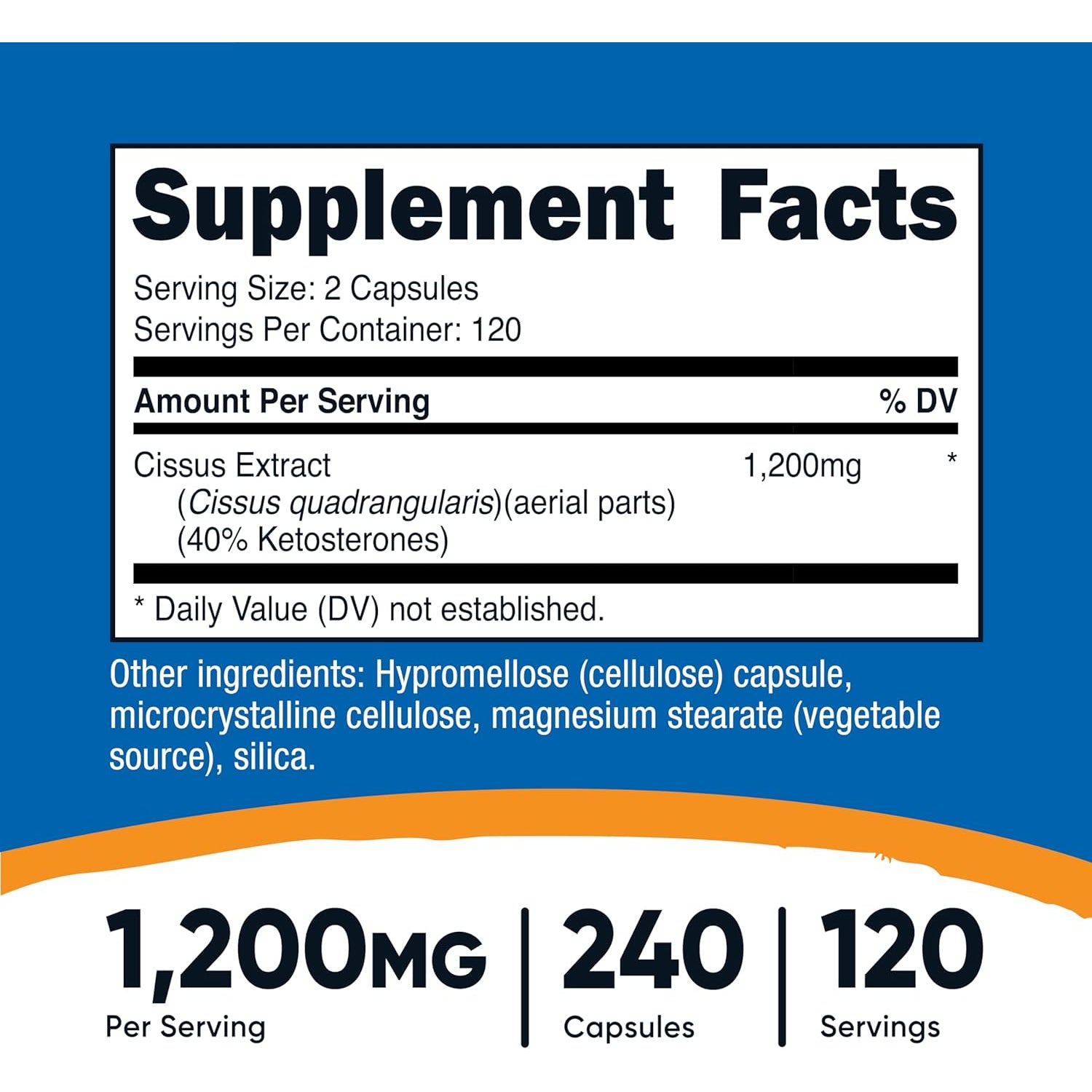 Nutricost Cissus Quadrangularis (1200Mg) 240 Capsules - 120 Servings, Gluten Free, Non-Gmo, and Vegetarian Friendly
