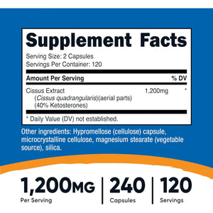Nutricost Cissus Quadrangularis (1200Mg) 240 Capsules - 120 Servings, Gluten Free, Non-Gmo, and Vegetarian Friendly