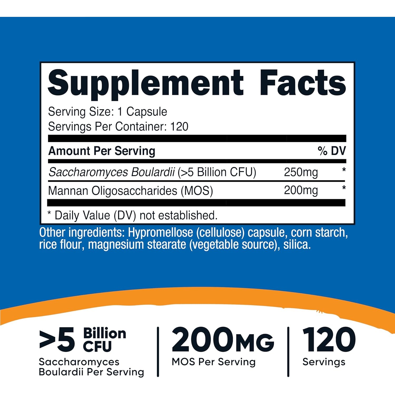 Nutricost Saccharomyces Boulardii + MOS Capsules (>5 Billion CFU) 120 Capsules - Prebiotic + Probiotic, 200Mg of MOS per Serving