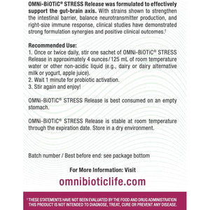 Omni Biotic Stress Release - Clinically Tested Probiotic for Stress Management & Gut-Brain Axis Support - Stress Probiotic and Mood Probiotic - Vegan, Non-Gmo (28 Daily Packets)