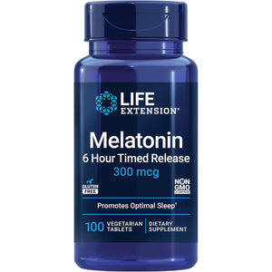 Life Extension Melatonin 6 Hour Timed Release, 300 Mcg, Extended-Release Formula for Gentle Sleep Support, Healthy Circadian Rhythms, Cellular Defense, Gluten-Free, Non-Gmo, Vegetarian, 100 Tablets