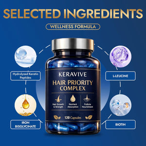 Priority Complex, Hair Health Supplement for Women, L-Leucine, L-Cystine,Daily Beauty Support, 120 Capsules(1Pc)